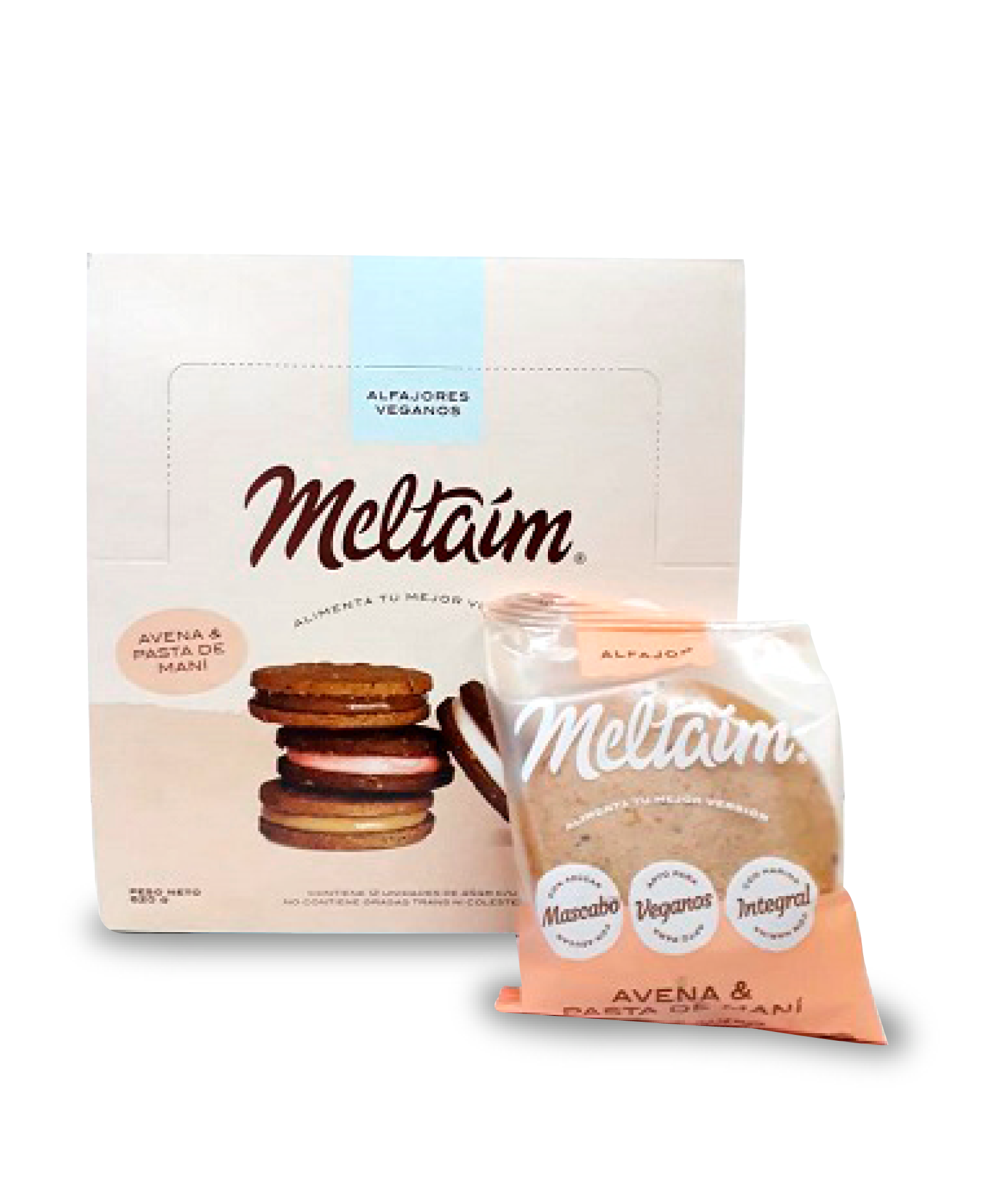 Meltaim-Alfajor Avena y Pasta de Mani  Vegano x 12 Unidades   