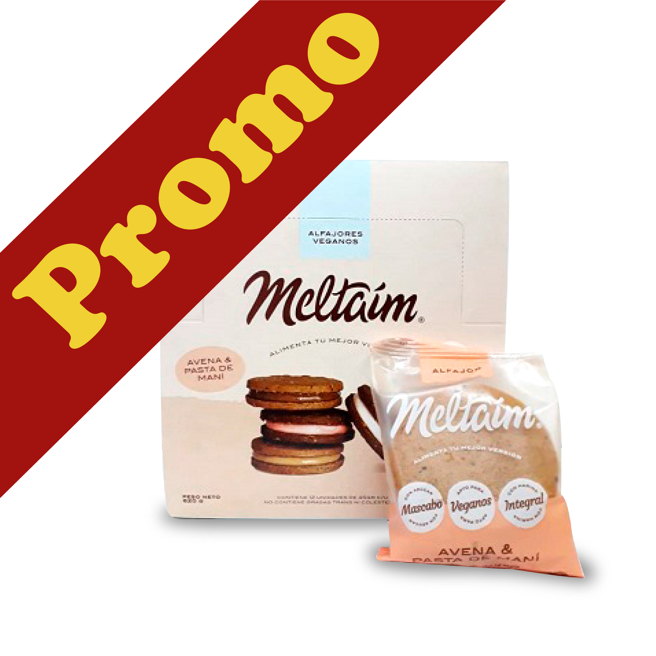 Meltaim-Alfajor Avena y Pasta de Mani Vegano PROMO 2 x 12 Unidades