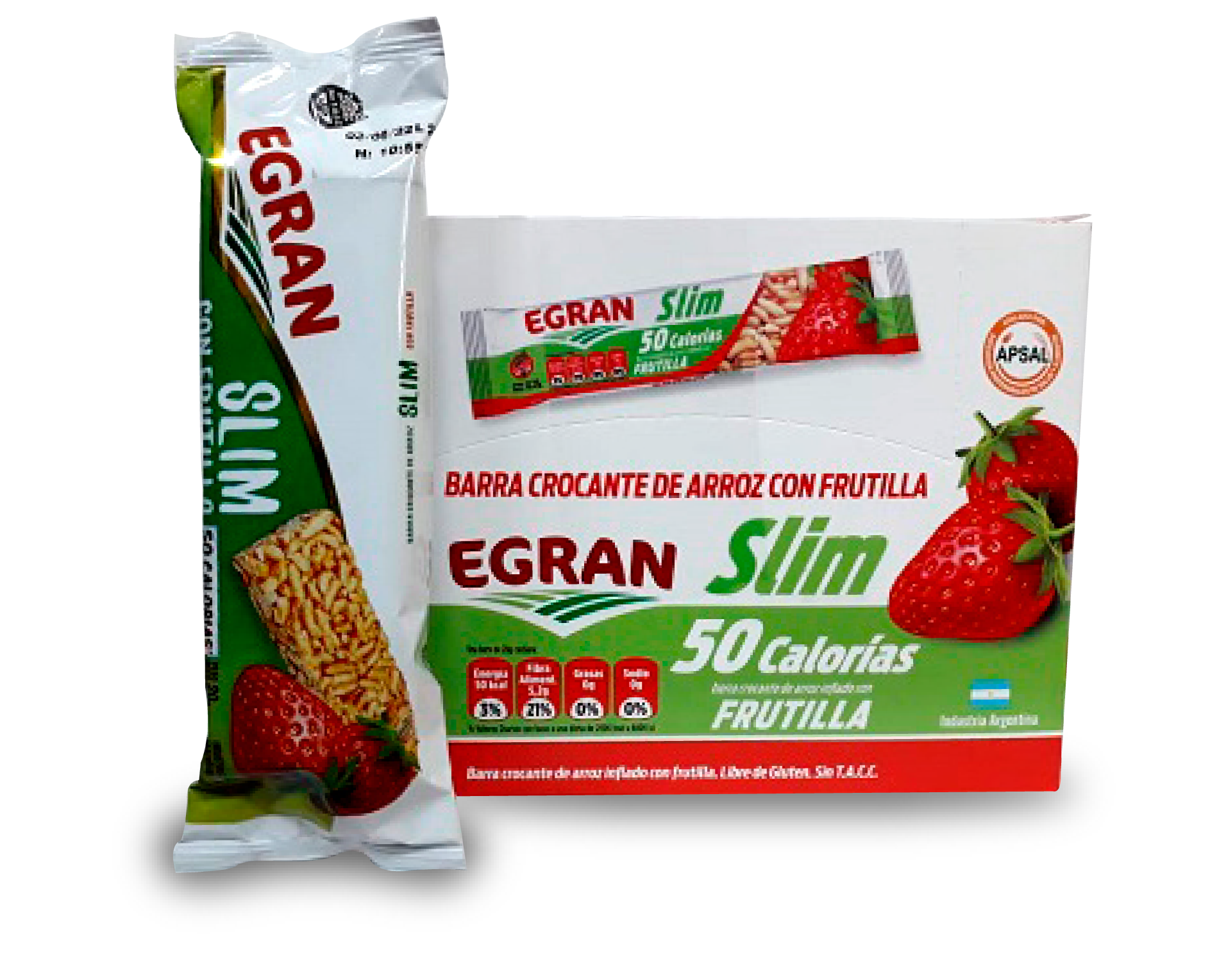 EGRAN - Barra de Arroz Slim Frutilla 18 x 20 gr